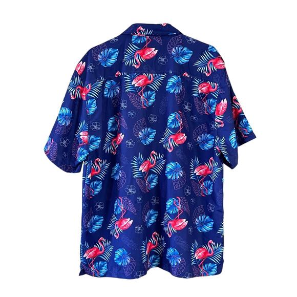 UZZI Amphibious Gear Men’s Size XL Pink Flamingo Button Down Short Sleeve Shirt - Picture 4 of 6